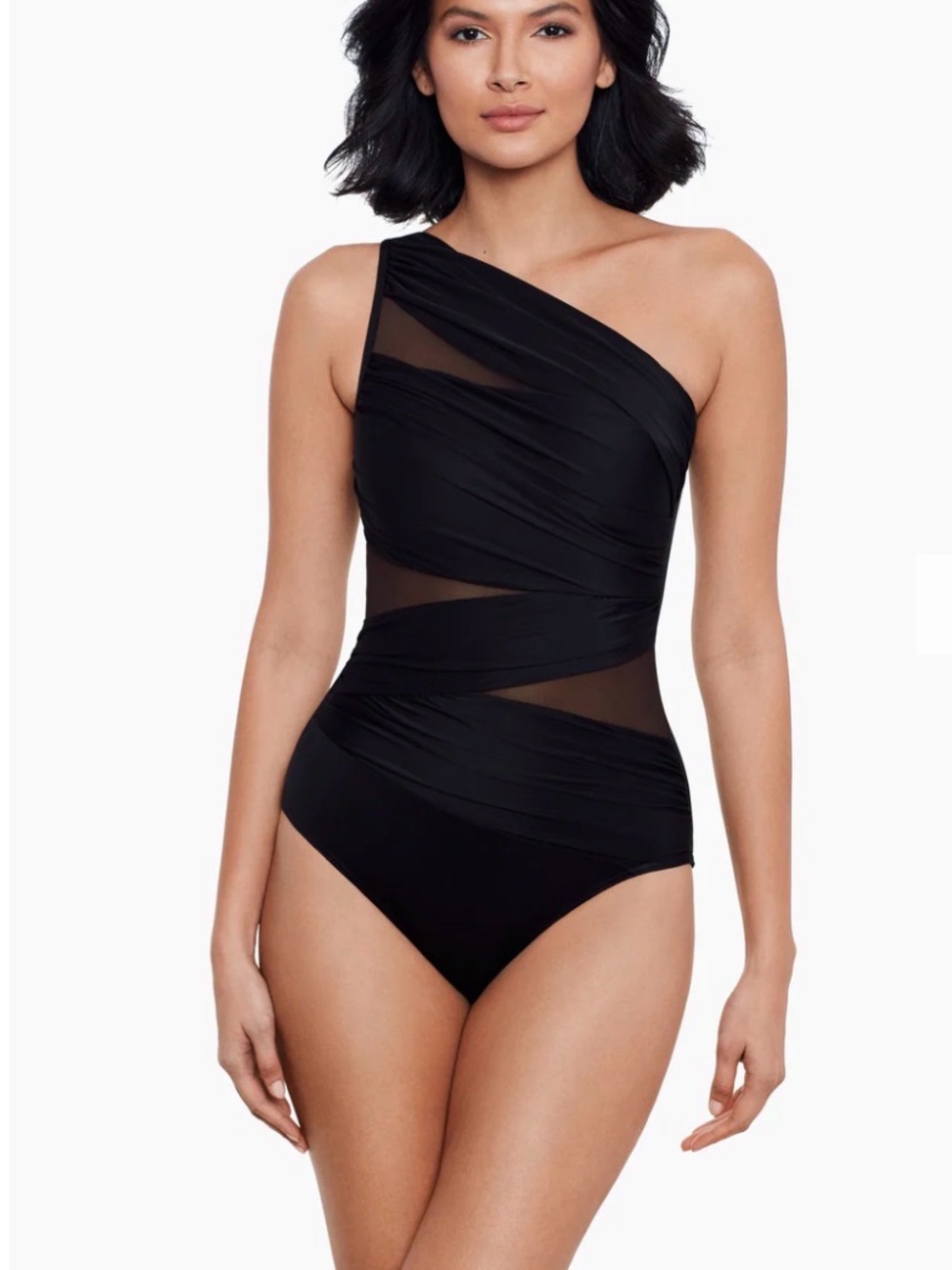 Black Miraclesuit One-Shoulder Jena One-Piece